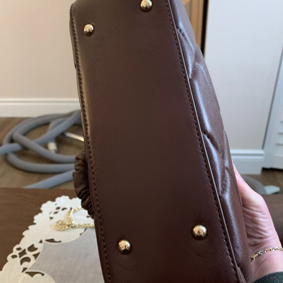 Dune Brown Leather Quilted Bag - Picture 6 of 7